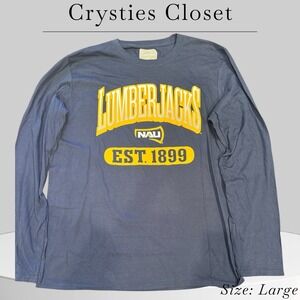 NWOT NCAA Northern Arizona Lumberjacks Men's Long‎ Sleeve Black T-Shirt (1068)